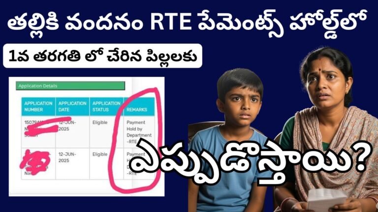 Thalliki Vandanam RTE Payments Hold Updates