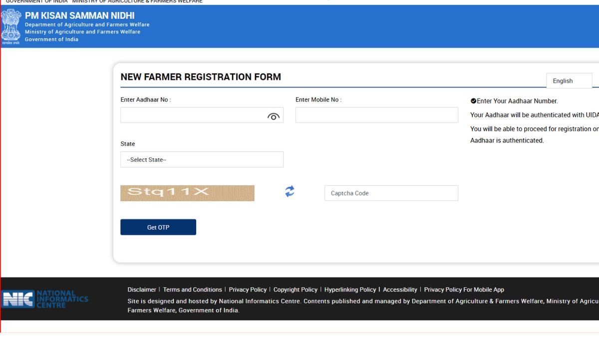 PM Kisan New Farmer Registration